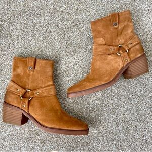 Sam Edelman Barrett Harness Bootie Tan Suede Ankle Boots